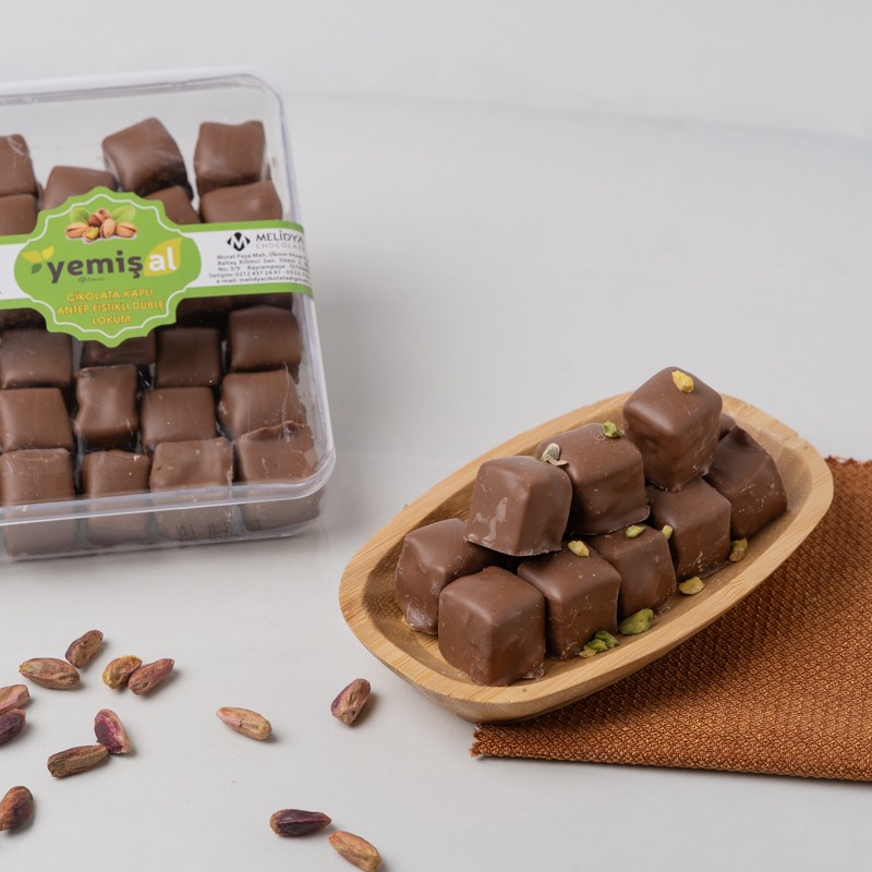 çikolata ve antep fıstıklı lokum